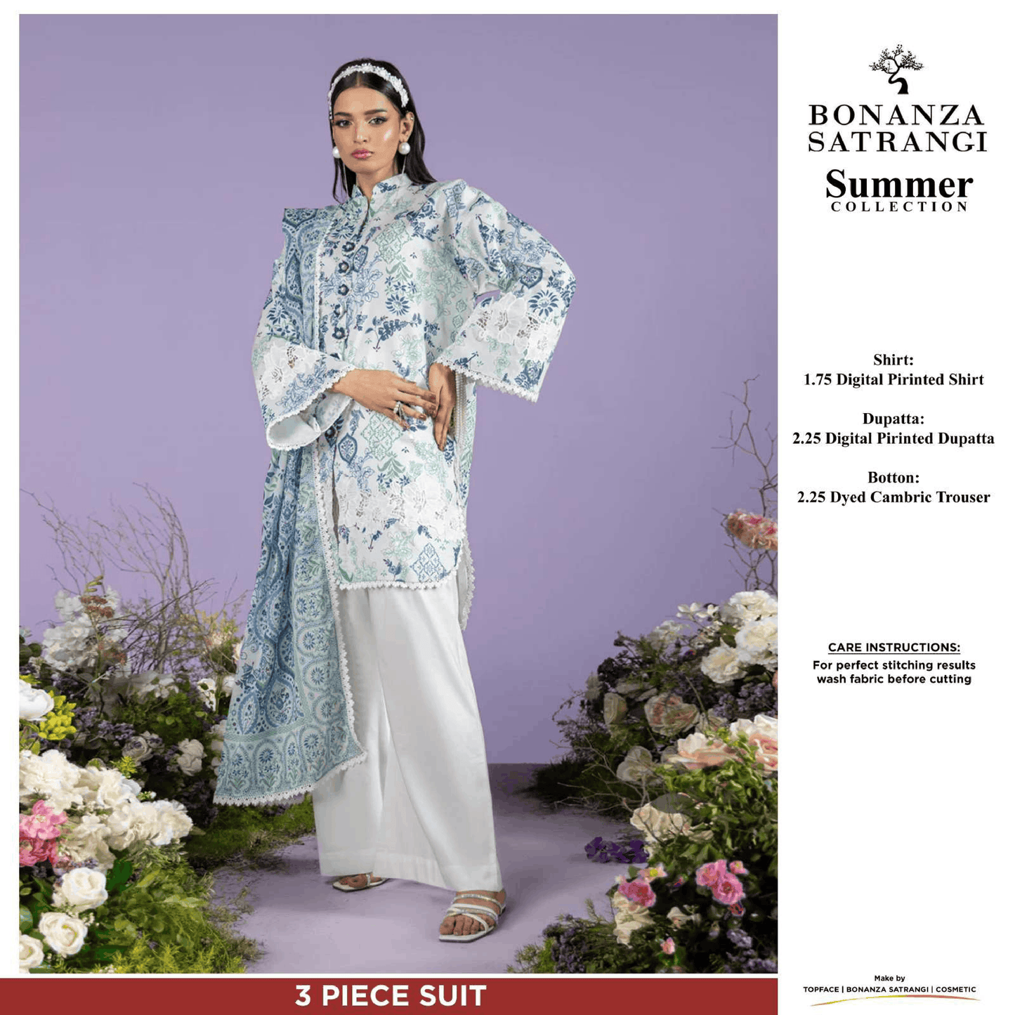 Bonanza Satrangi Unstitch 3 piece Lawn 05A