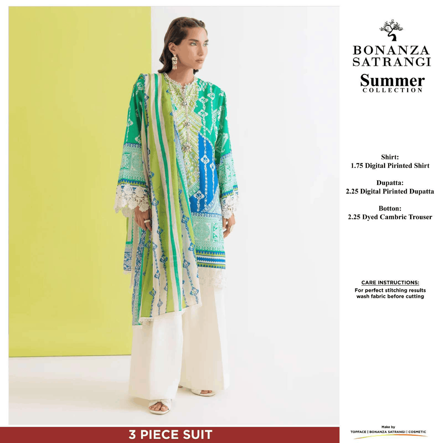 Bonanza Satrangi Unstitch 3 piece Lawn 07A