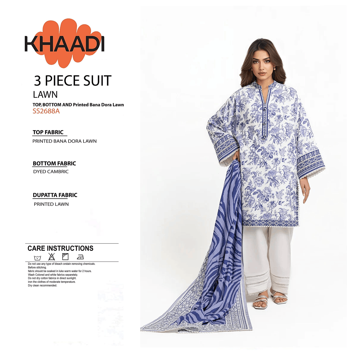 Khaddi Unstitch 3 piece Lawn 12A