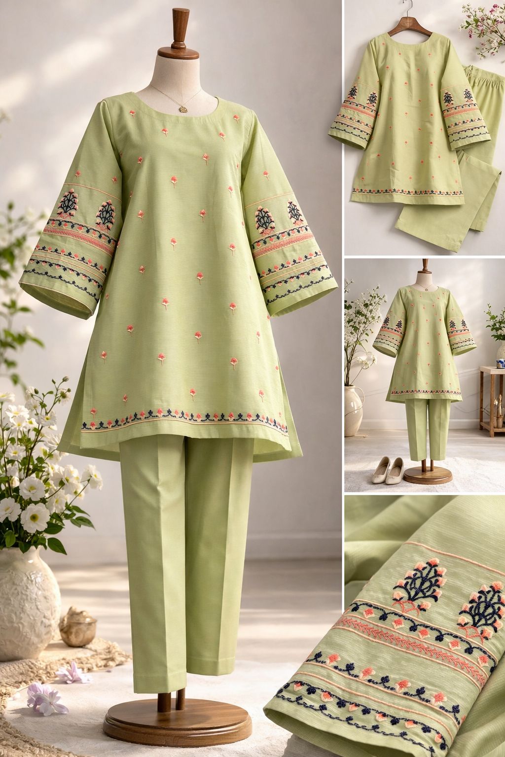 2 Piece Embroidered Suit