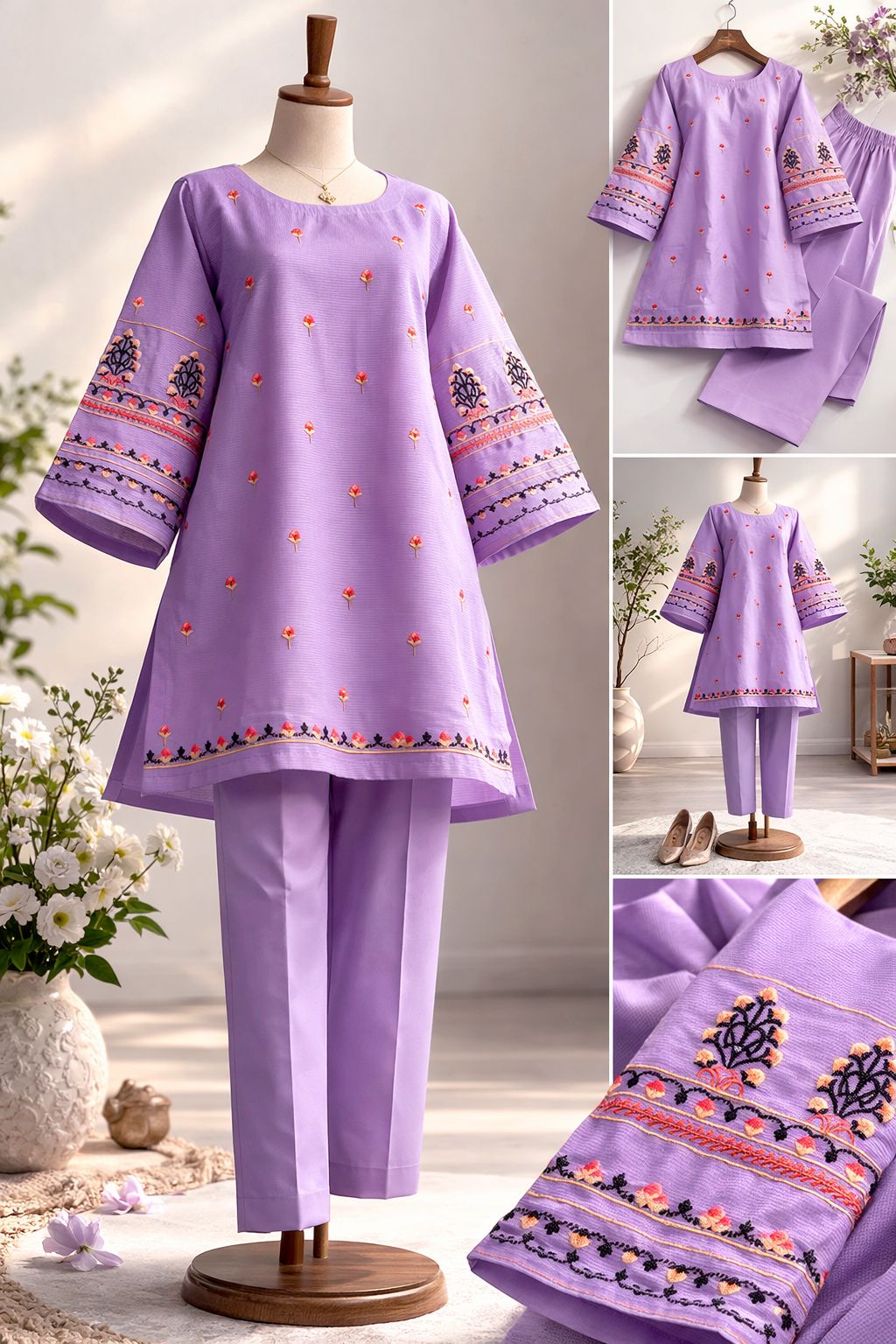 2 Piece Embroidered Suit