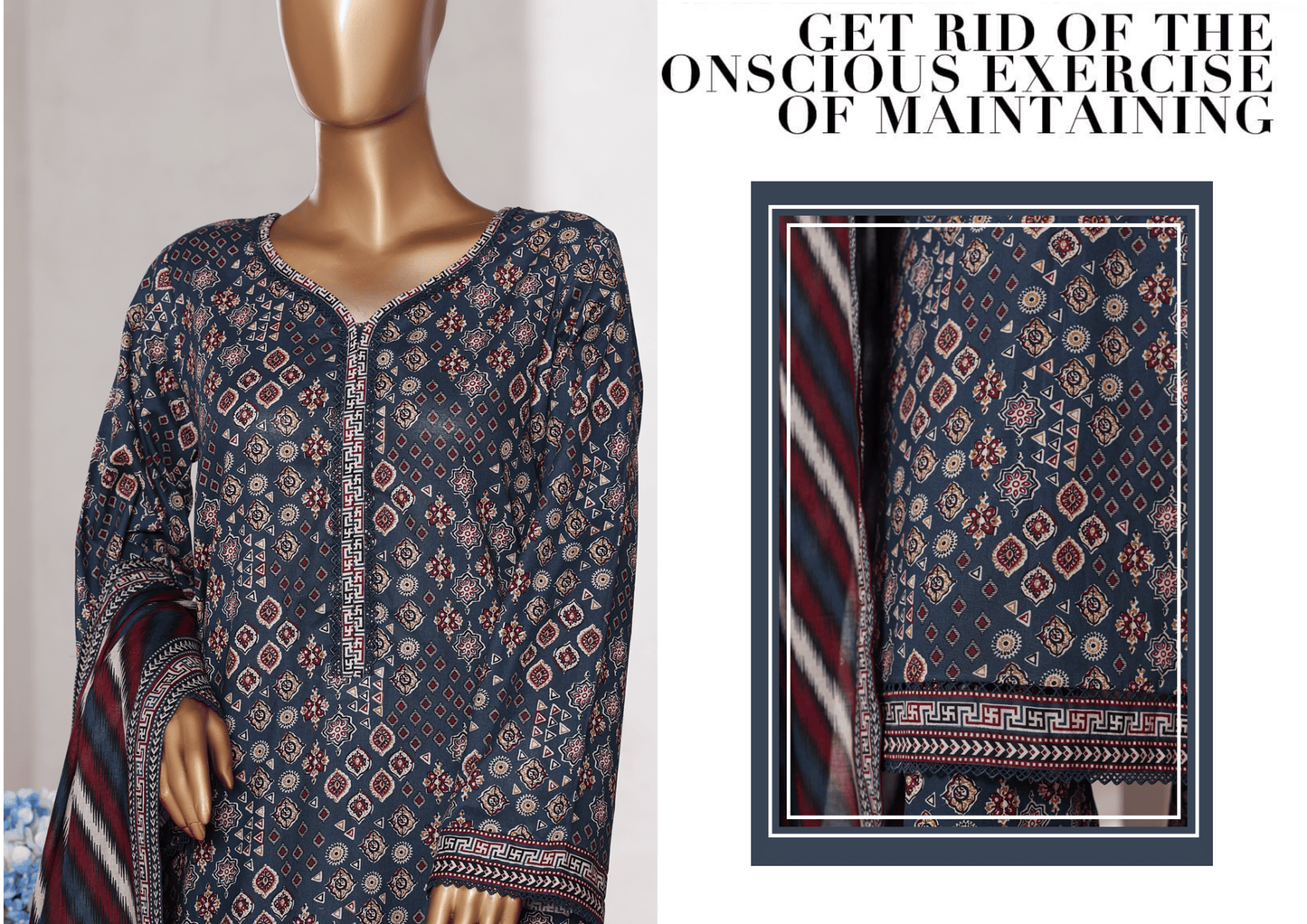 Binsaeed 3 Piece Cotton Stitch