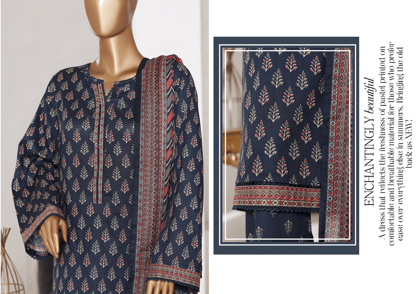 Binsaeed 3 Piece Cotton Stitch