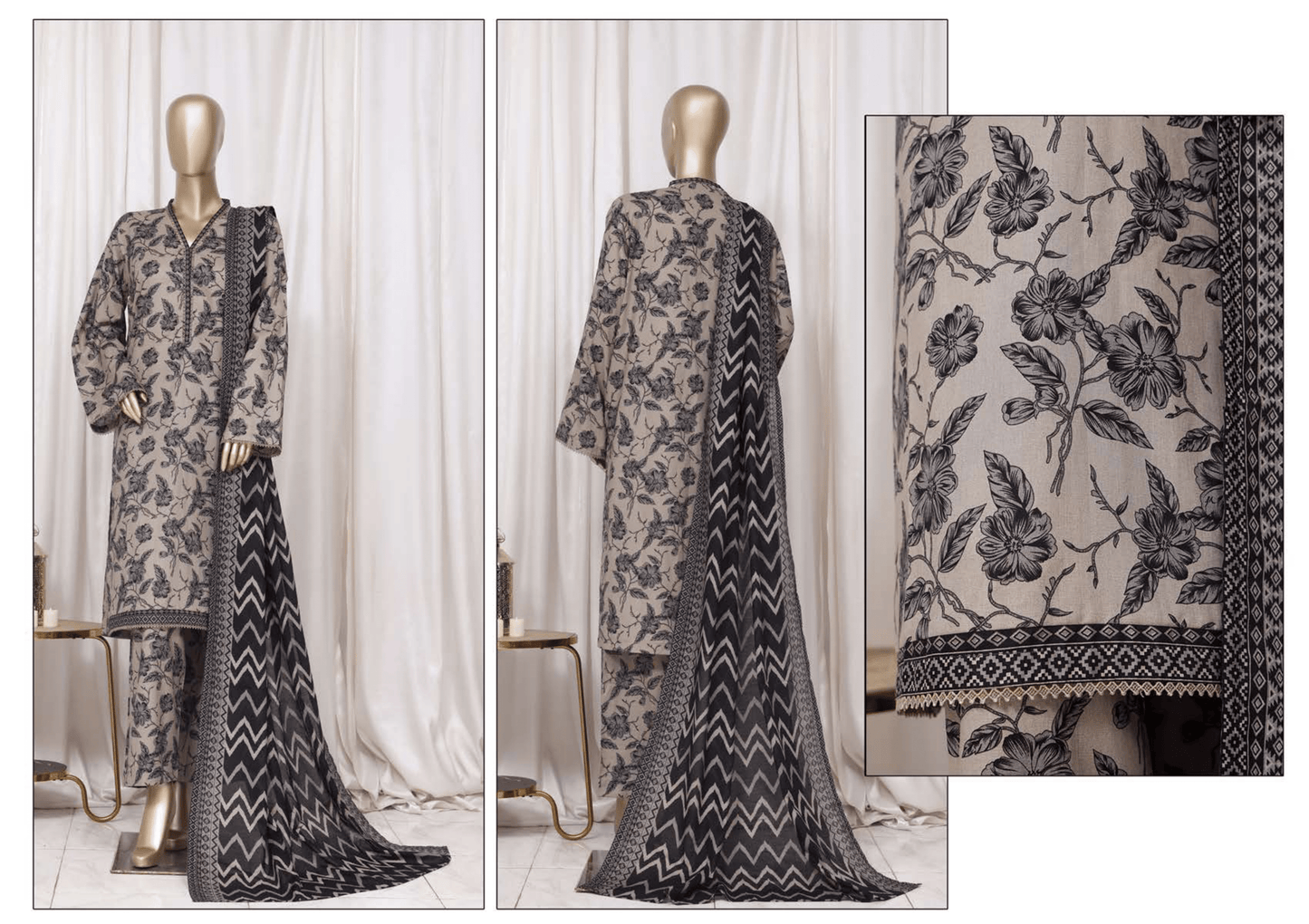 Binsaeed 3 Piece Cotton Stitch