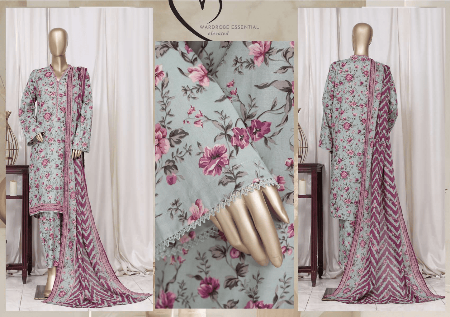 Binsaeed 3 Piece Cotton Stitch