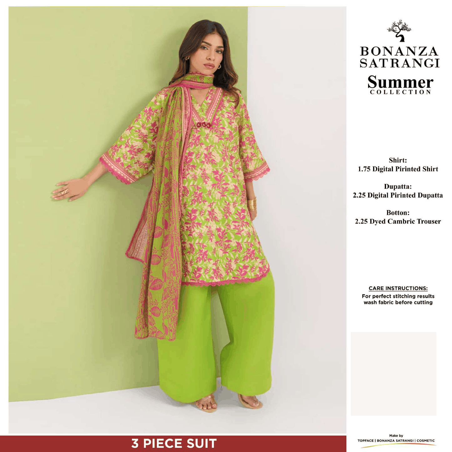 Bonanza Satrangi Unstitch 3 piece Lawn 01A