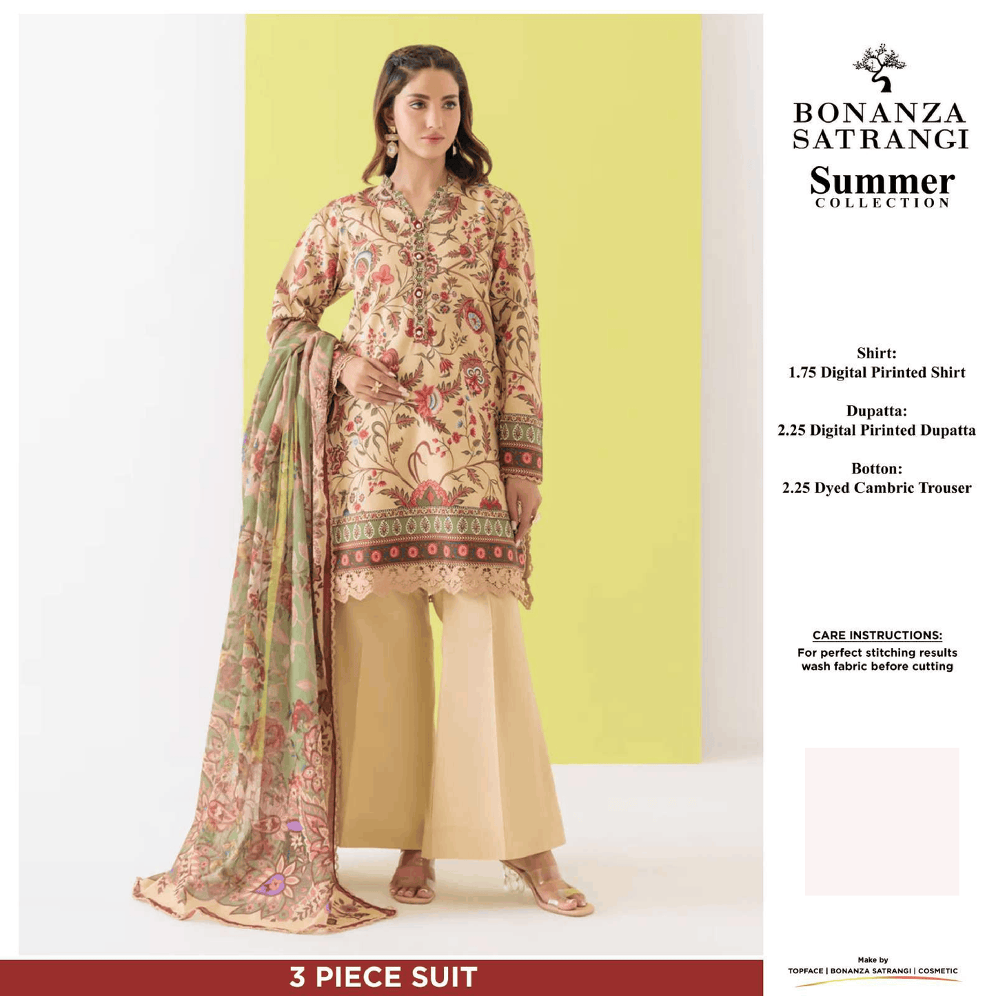 Bonanza Satrangi Unstitch 3 piece Lawn 06A