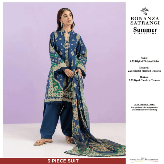 Bonanza Satrangi Unstitch 3 piece Lawn 09A