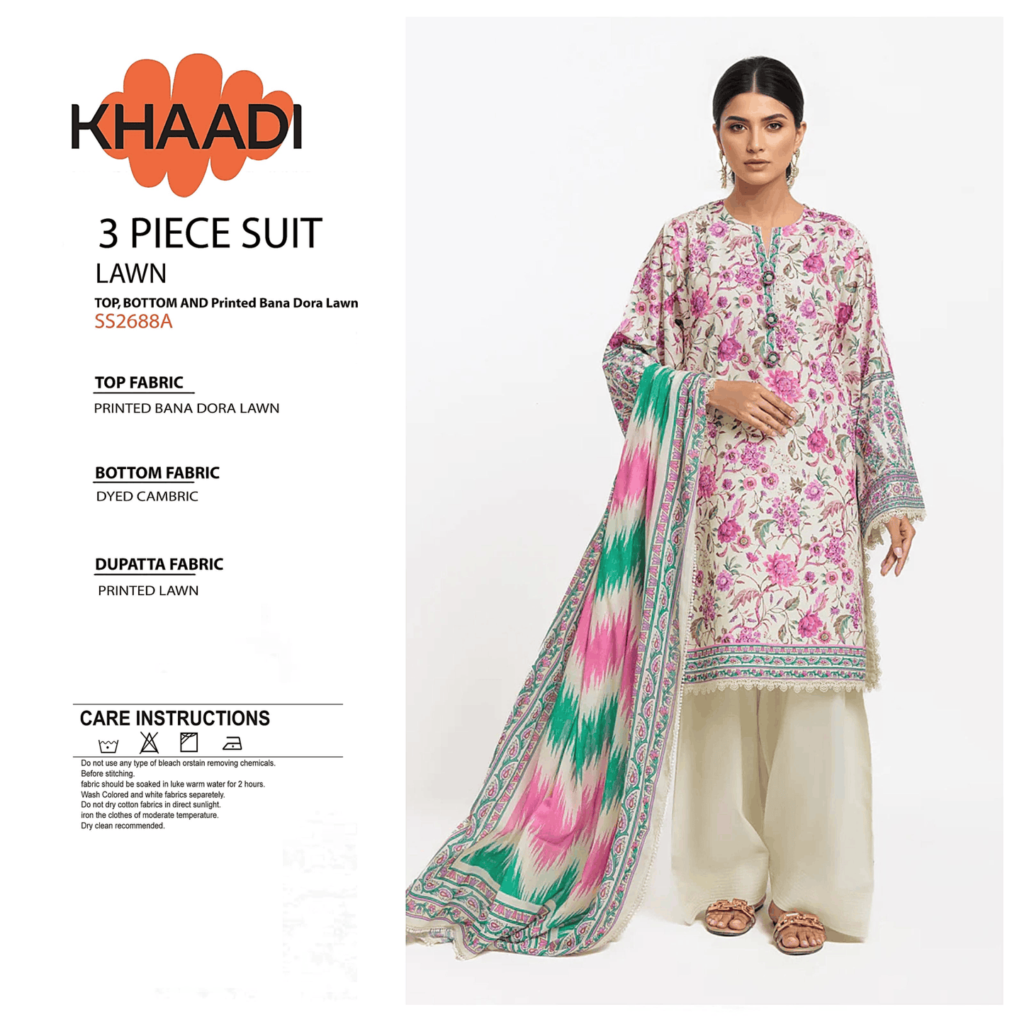 Khaddi Unstitch 3 piece Lawn 02A