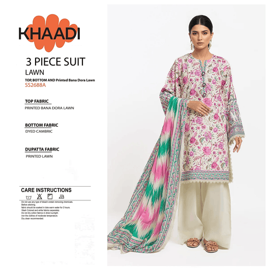 Khaddi Unstitch 3 piece Lawn 02A