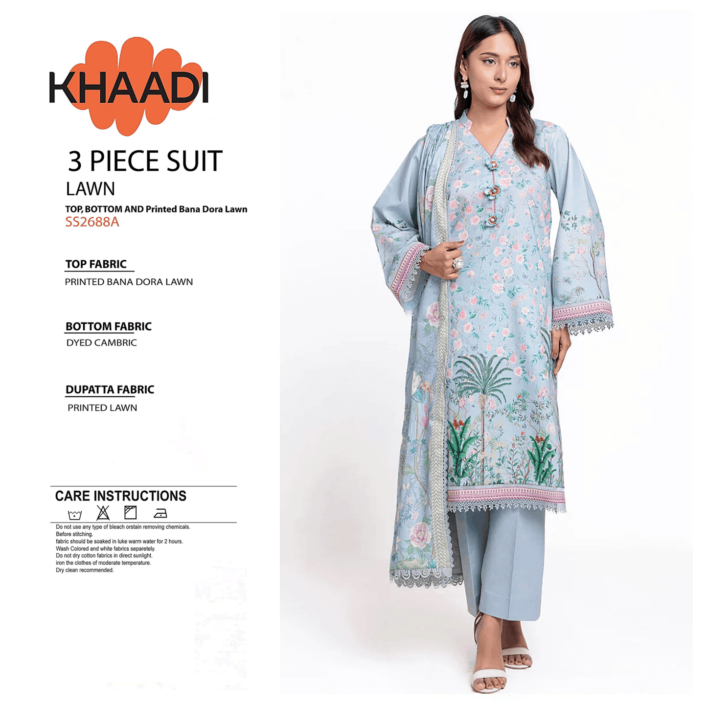 Khaddi Unstitch 3 piece Lawn 07A