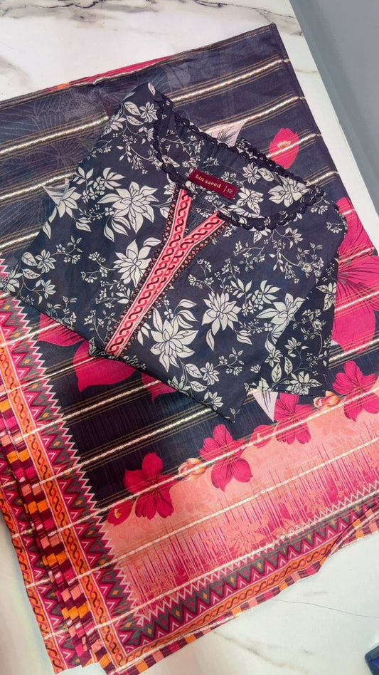 Binsaeed Digital Print Lawn Stitch