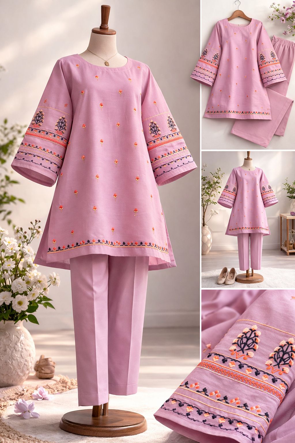 2 Piece Embroidered Suit – Stitched