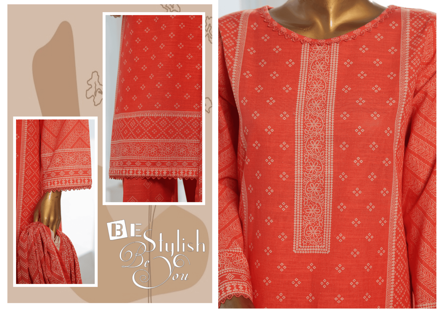 Binsaeed 3 Piece Khaddar Stitch 034